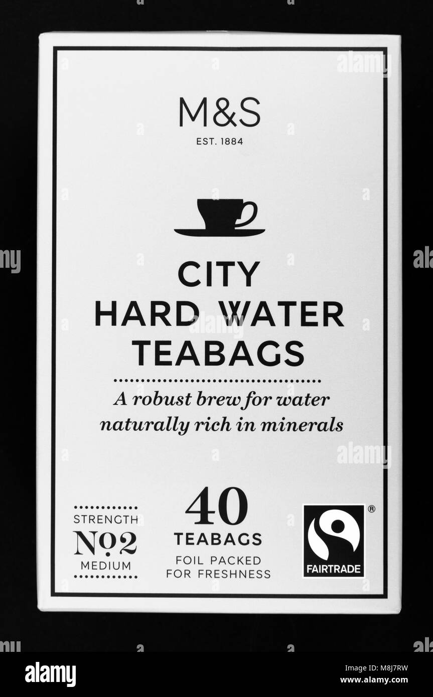 M&S City l'eau dure de sachets de thé Banque D'Images