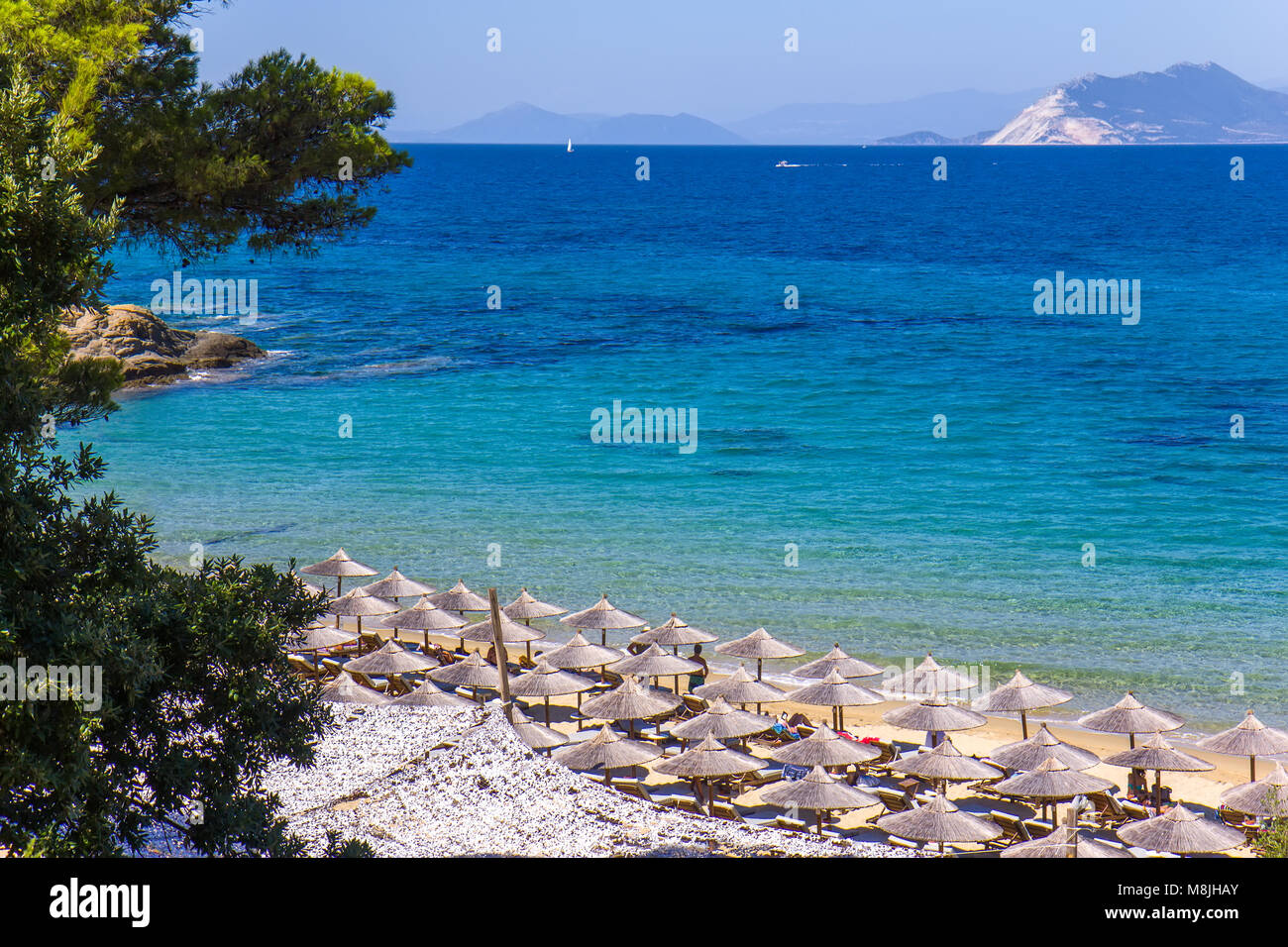 Plage de Banana sur l'île de Skiathos, Grèce Banque D'Images