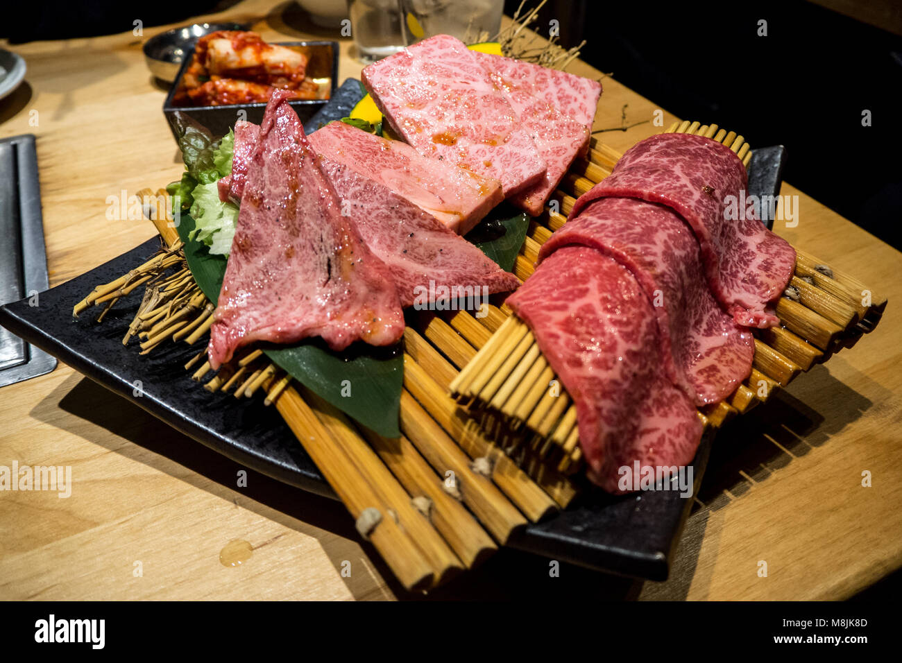 Différentes coupes d'un bœuf wagyu japonais5 grade Banque D'Images