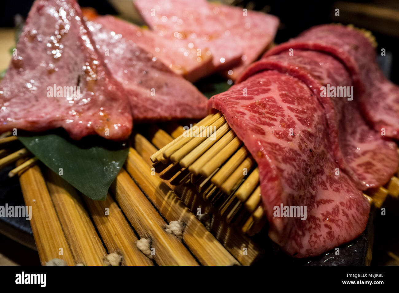 Différentes coupes d'un bœuf wagyu japonais5 grade Banque D'Images