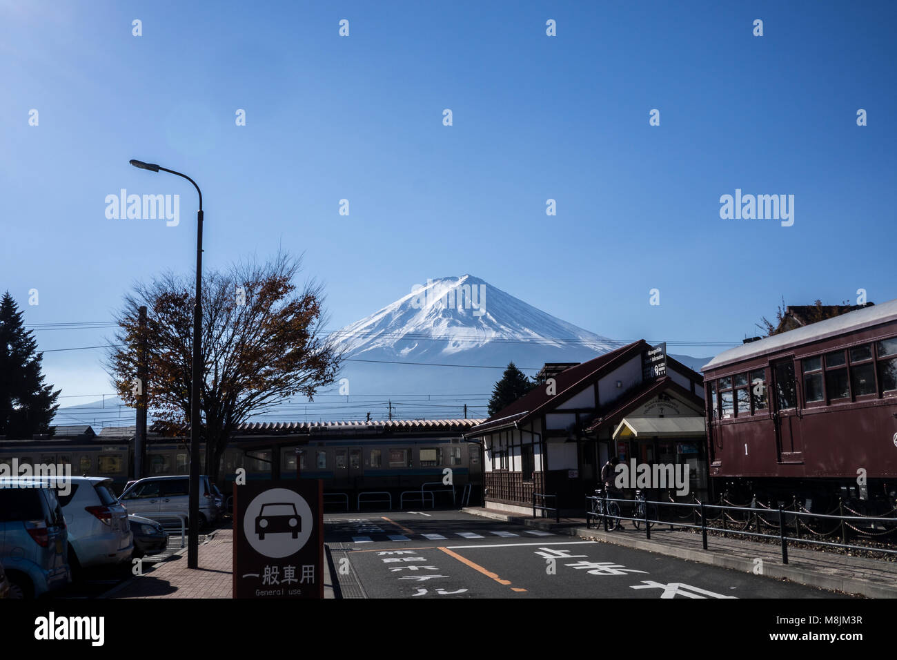 Le Mt Fuji à la gare Kawaguchiko Banque D'Images