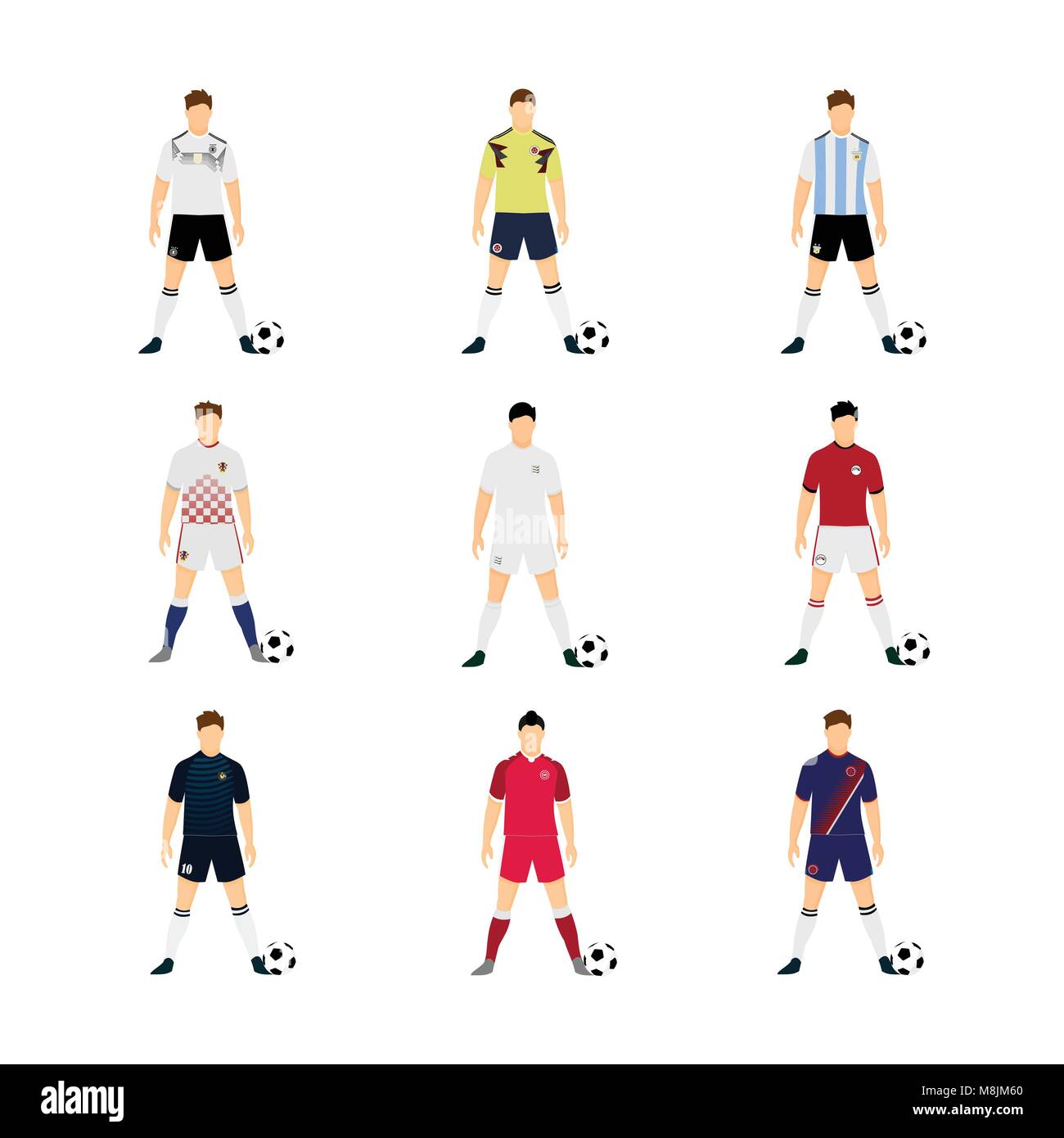 Divers L'Équipe nationale de football Jersey Coupe du Monde Groupe Vector Illustration Graphic Design Set Illustration de Vecteur