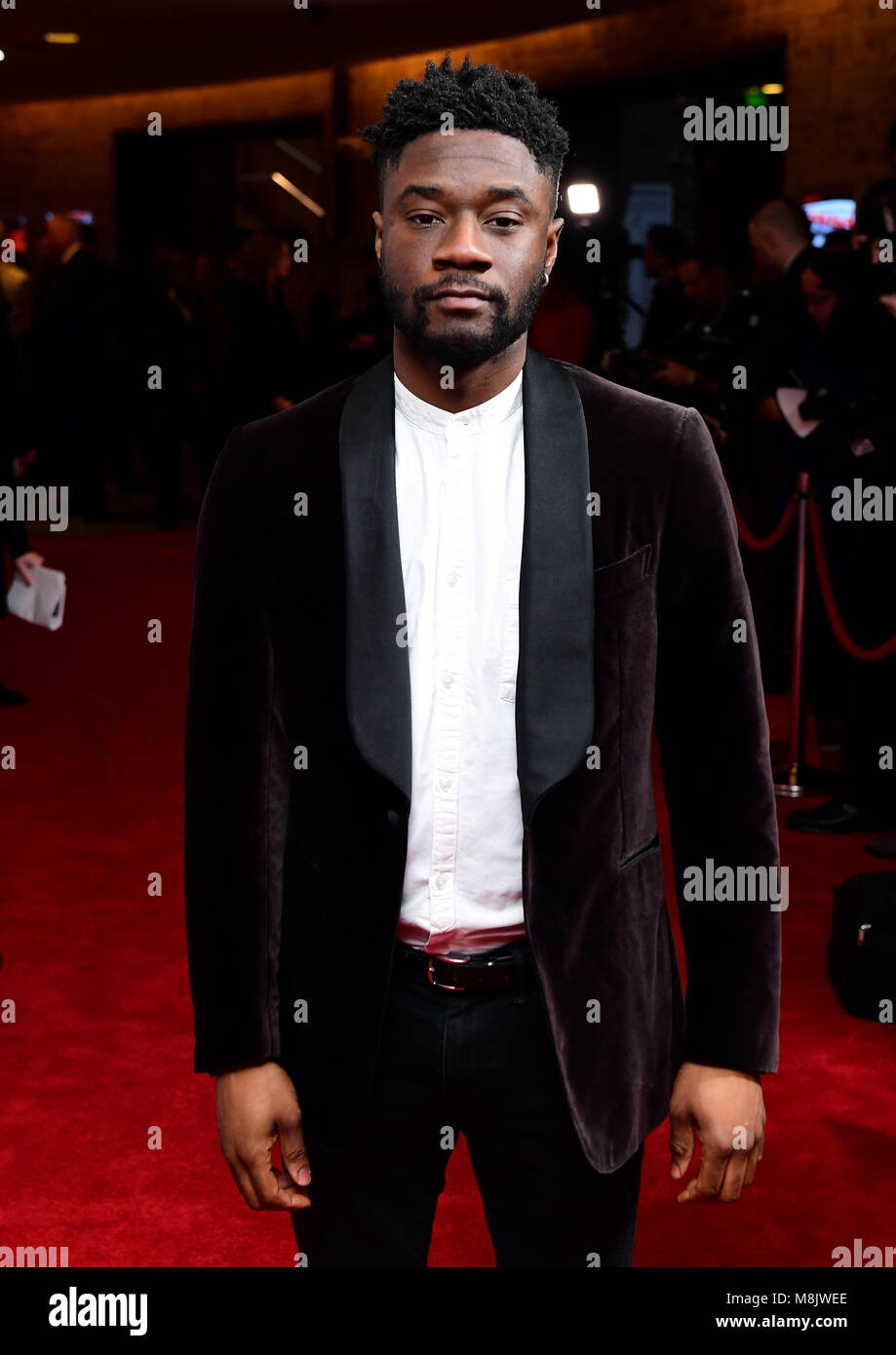 Charles Babalola assistant à la télévision Rakuten des Empire Awards 2018 au Roundhouse de Londres. Banque D'Images