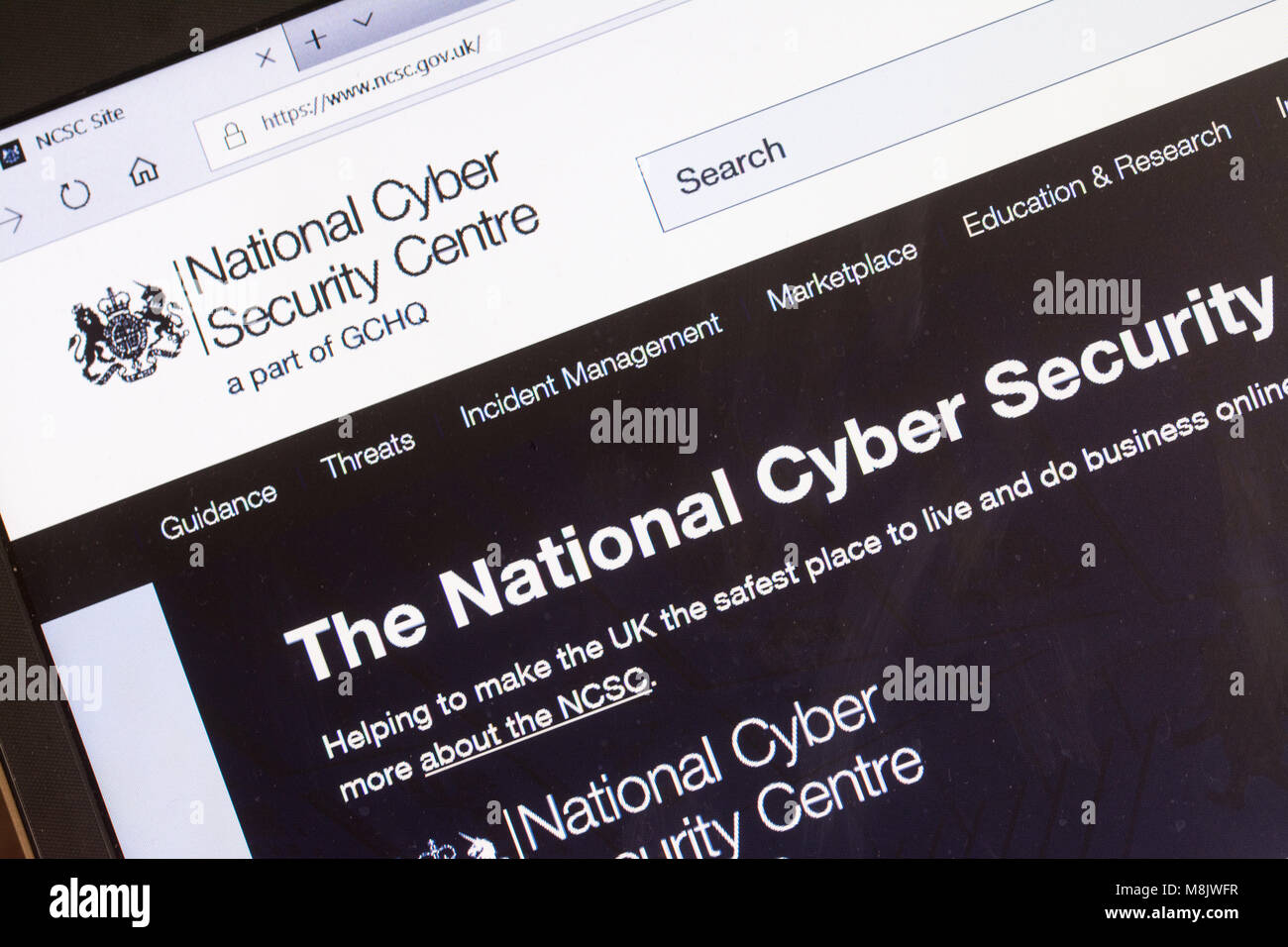 Capture d'écran de l'ordinateur d'NCSC.gov site (Le National Cyber Security Center) Banque D'Images