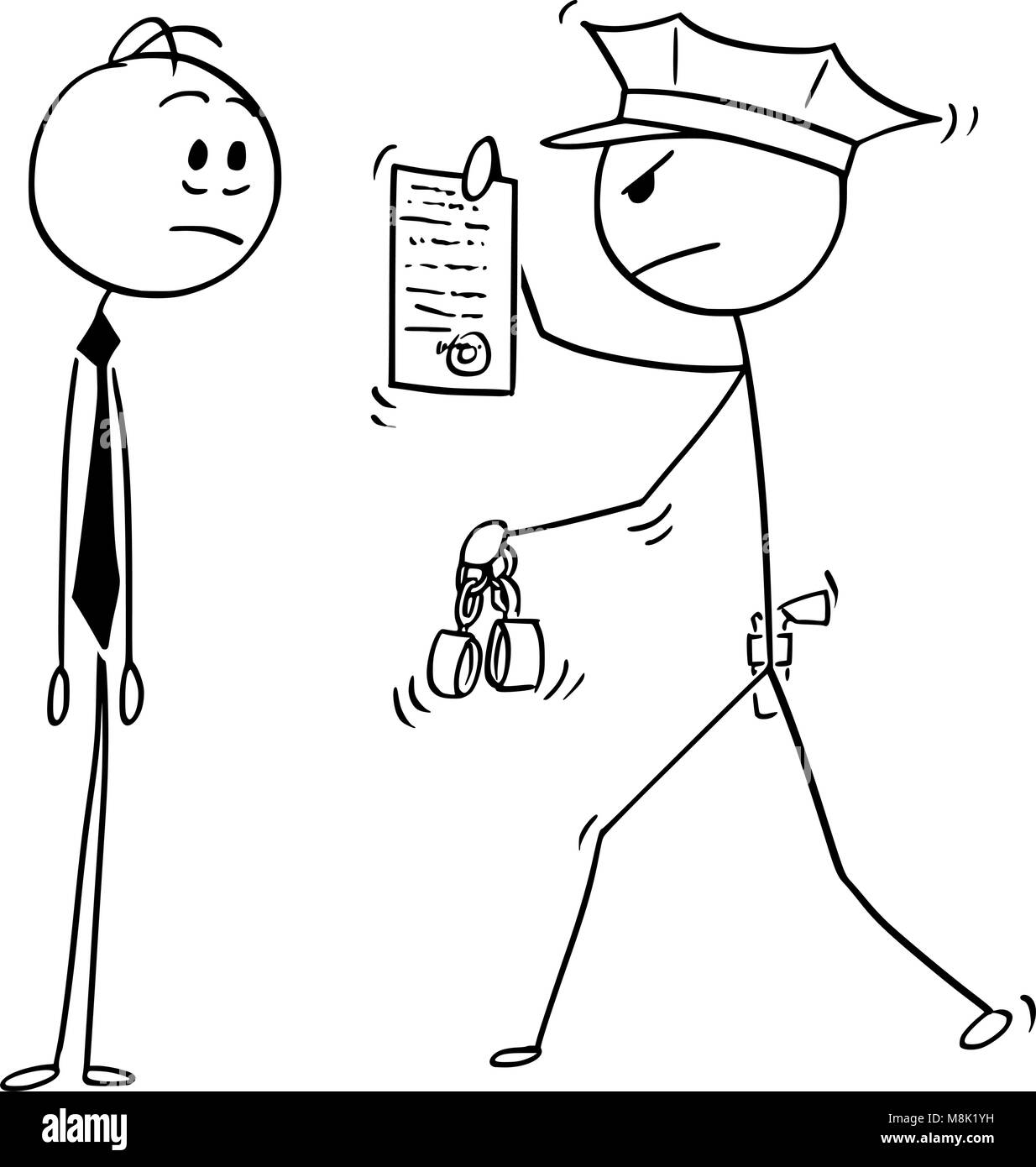 Caricature d'affaires arrêté par policier Illustration de Vecteur