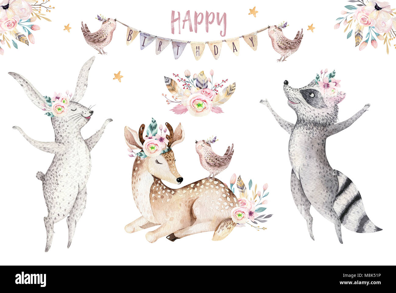 Mignon Bebe Girafe Animal Chevreuil Et L Ours Souris Pepiniere Bebe Illustration Isole Du Design Boho Aquarelle Dessin Anime Foret Anniversaire Patry Invitation Perf Photo Stock Alamy