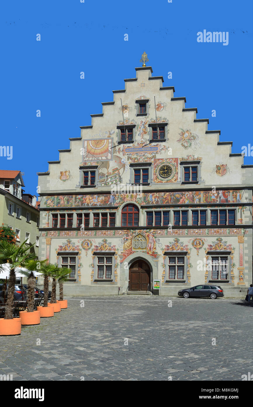 Ancien hôtel de ville dans le centre de la ville l'île de Lindau sur le lac de Constance - Allemagne. Banque D'Images