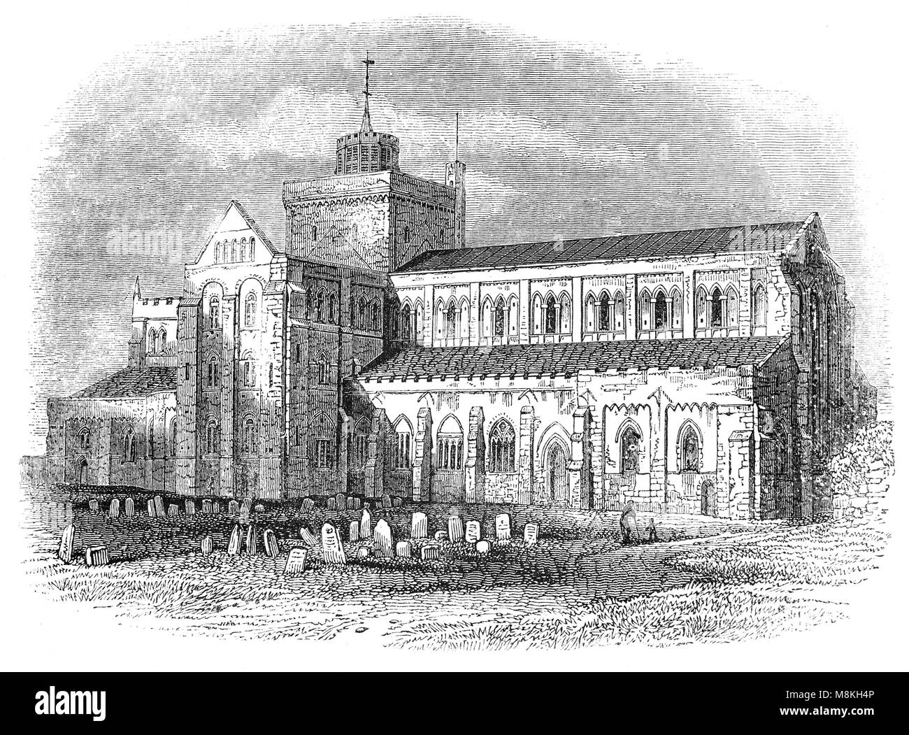 L'Abbaye de Romsey est une église paroissiale de l'Église d'Angleterre en Romsey, une ville de marché dans le Hampshire, en Angleterre. L'église a été construite au cours du 10e siècle, dans le cadre d'une fondation Bénédictine. Il a été supprimé par Henry VIII lors de la dissolution des monastères en 1539, mais n'a pas été démoli. C'était parce qu'il avait, en termes modernes, "double usage" contenant une église dans une église - une section substantielle étant dédiée à St Laurent et utilisés uniquement par les habitants de la ville. Banque D'Images