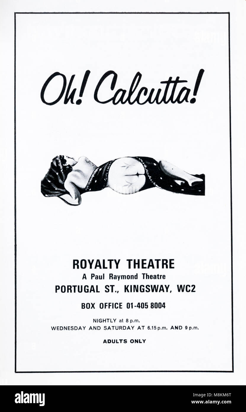 Années 1960 Les années 1970 Publicité Publicité revue théâtrale Oh ! Calcutta ! À l'image Theatre Banque D'Images