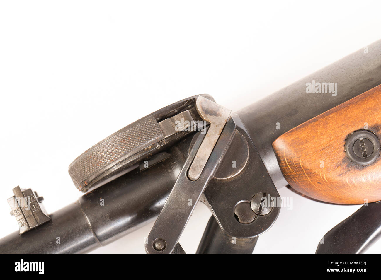 Un pistolet allemand Modèle Junior 5 Haenel carabine à répétition montrant le levier qui fait tourner le tambour magazine. England UK GO Banque D'Images