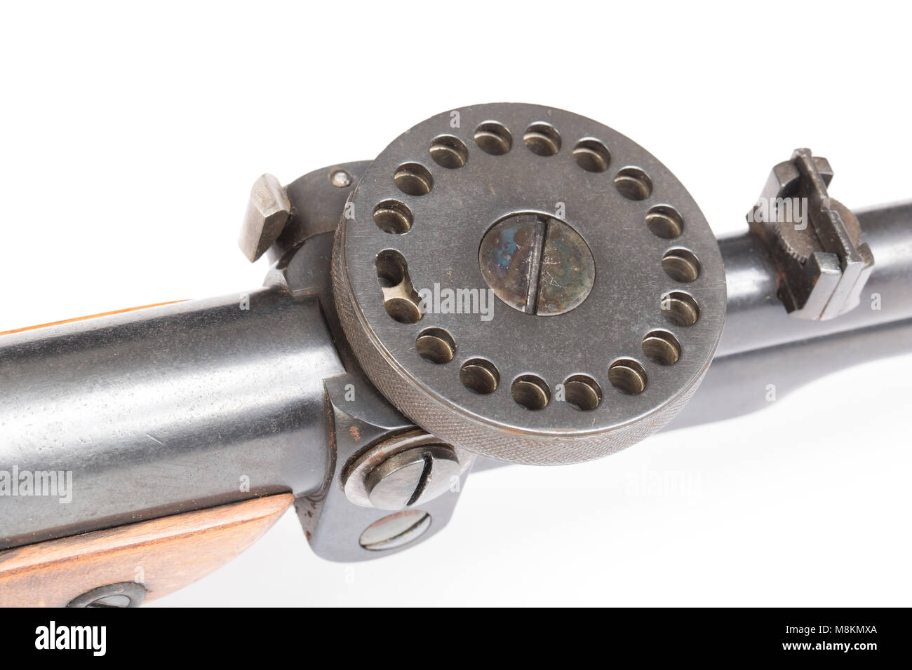 Un pistolet allemand Modèle Junior 5 Haenel carabine à répétition montrant le tambour magazine qui détient les granulés. À partir d'une collection de canons à air. England UK GO Banque D'Images