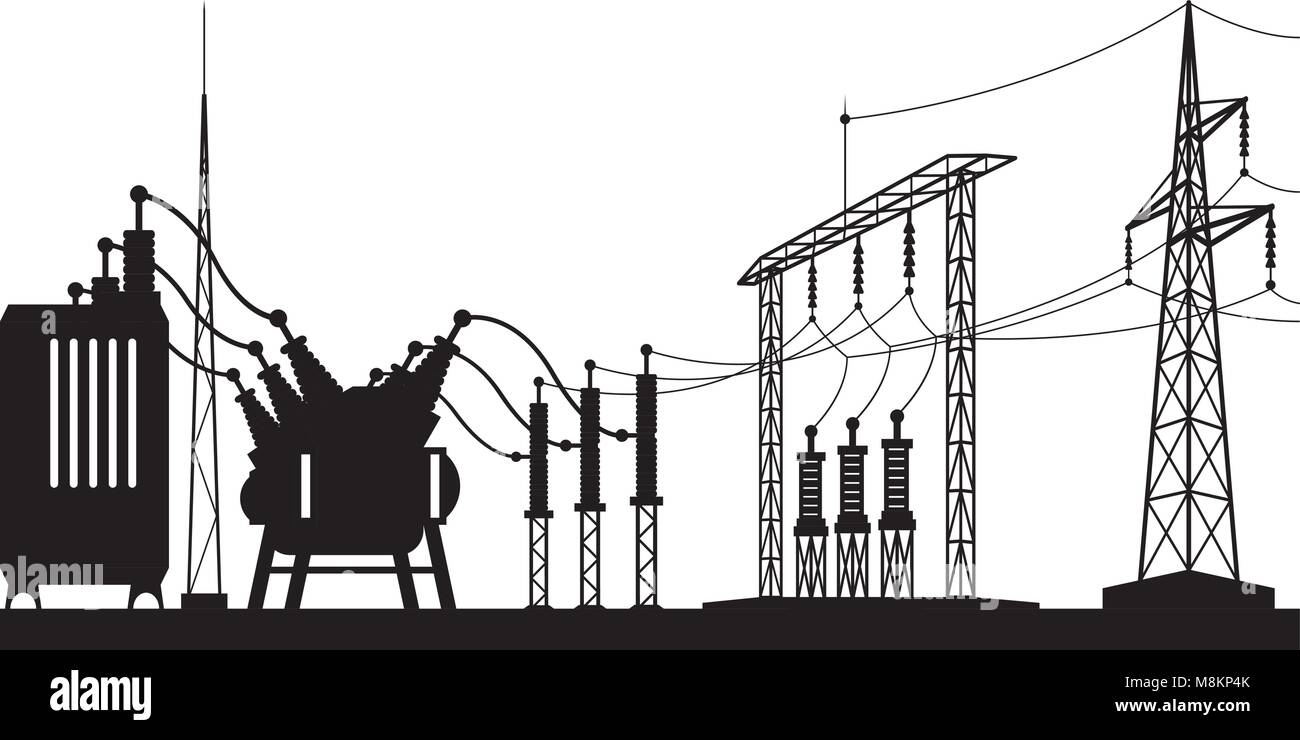 Sous-station du réseau électrique - vector illustration Illustration de Vecteur