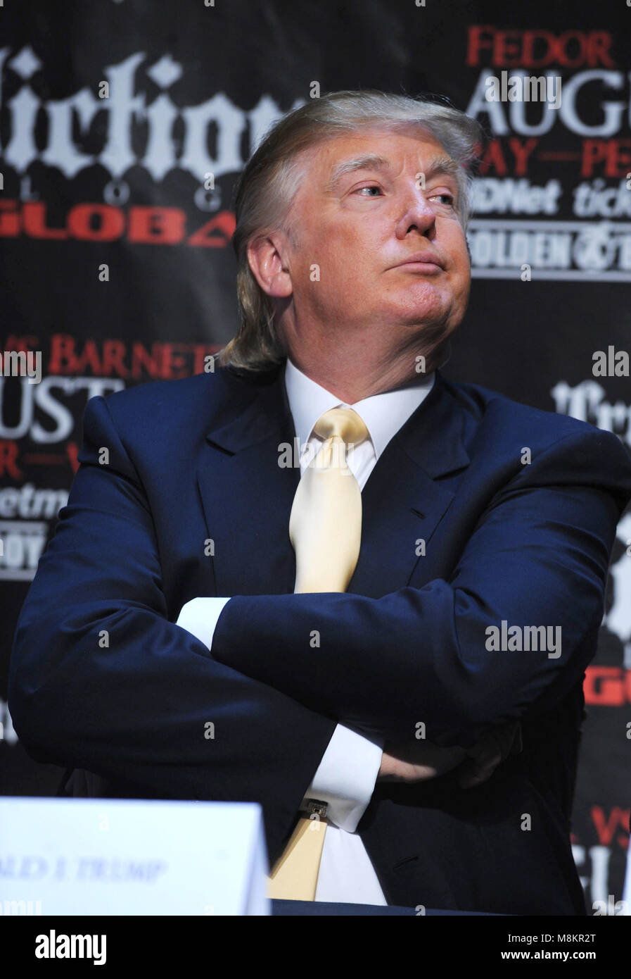 Donald J. Trump lors de la conférence de presse pour annoncer officiellement l'Affliction M-1 'Global' Trilogy Emelianenko vs Barnet at Trump Tower Atrium dans la ville de New York. Le 3 juin 2009. Crédit : Dennis Van Tine/MediaPunch Banque D'Images