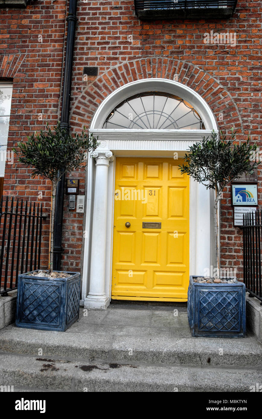 Les portes avant d'une rangée de maisons géorgiennes à Dublin en Irlande du Sud Banque D'Images