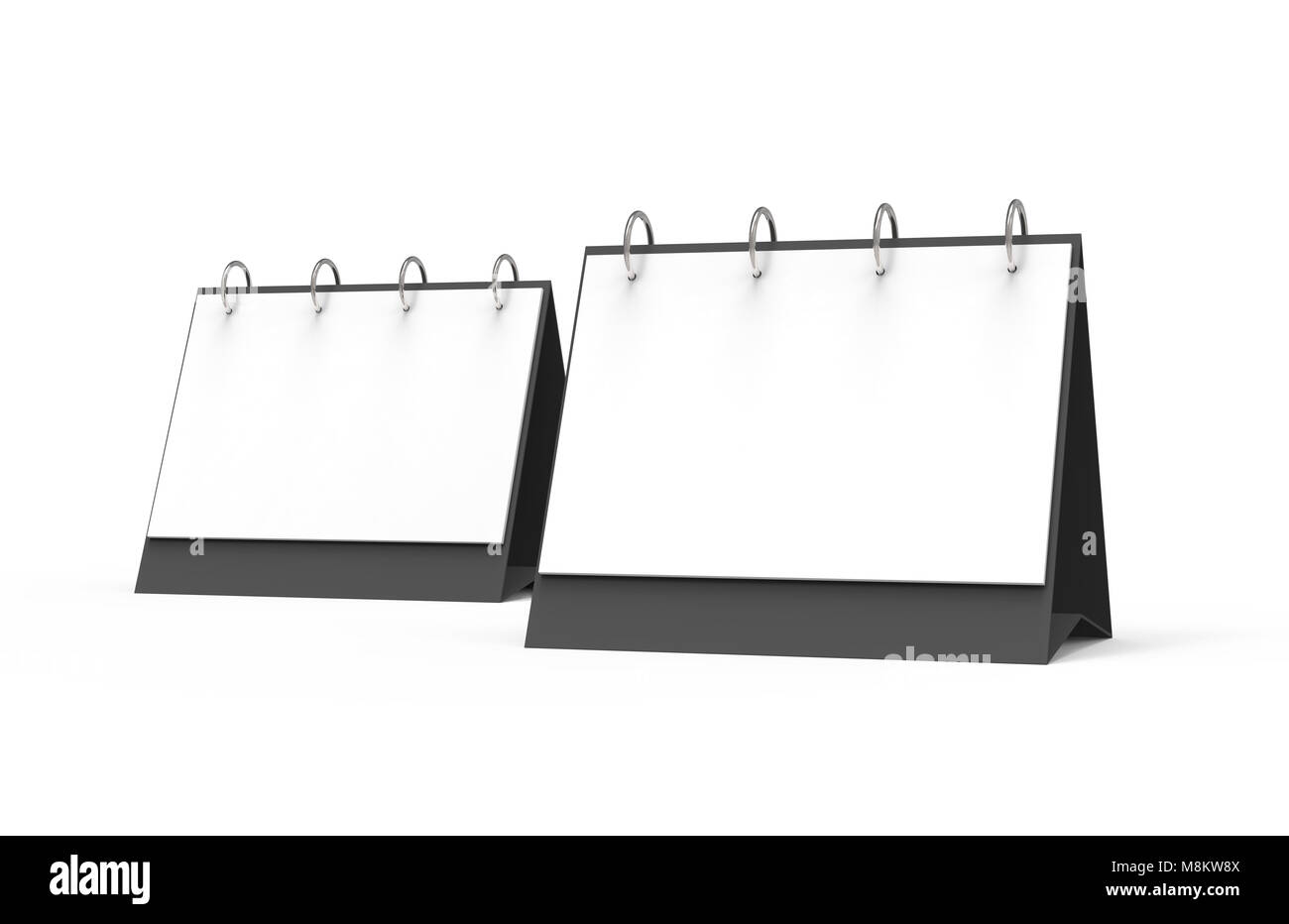 Calendrier de bureau vierge de rendu 3D, maquette du calendrier défini avec l'espace vide de conception utilise Banque D'Images