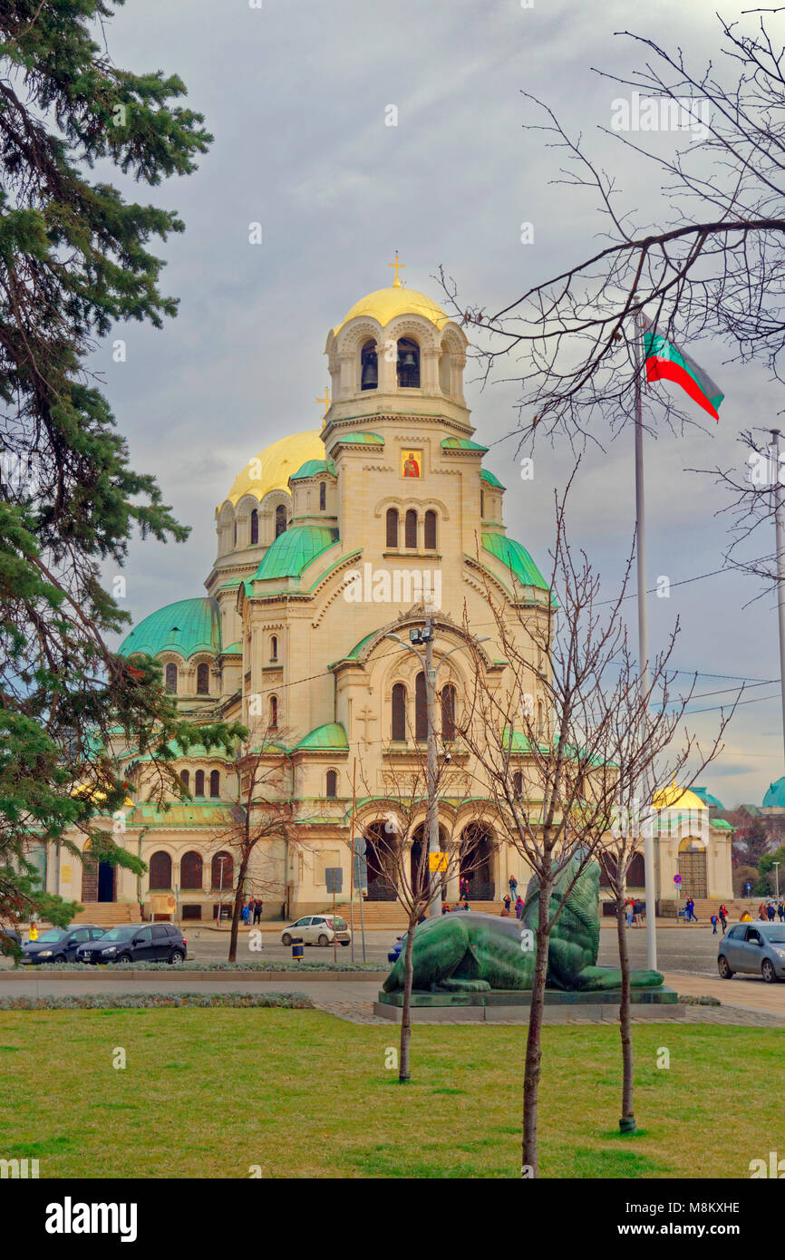Saint Alexandar Nevski Cathédrale Orthodoxe dans centre-ville de Sofia, Bulgarie. Banque D'Images
