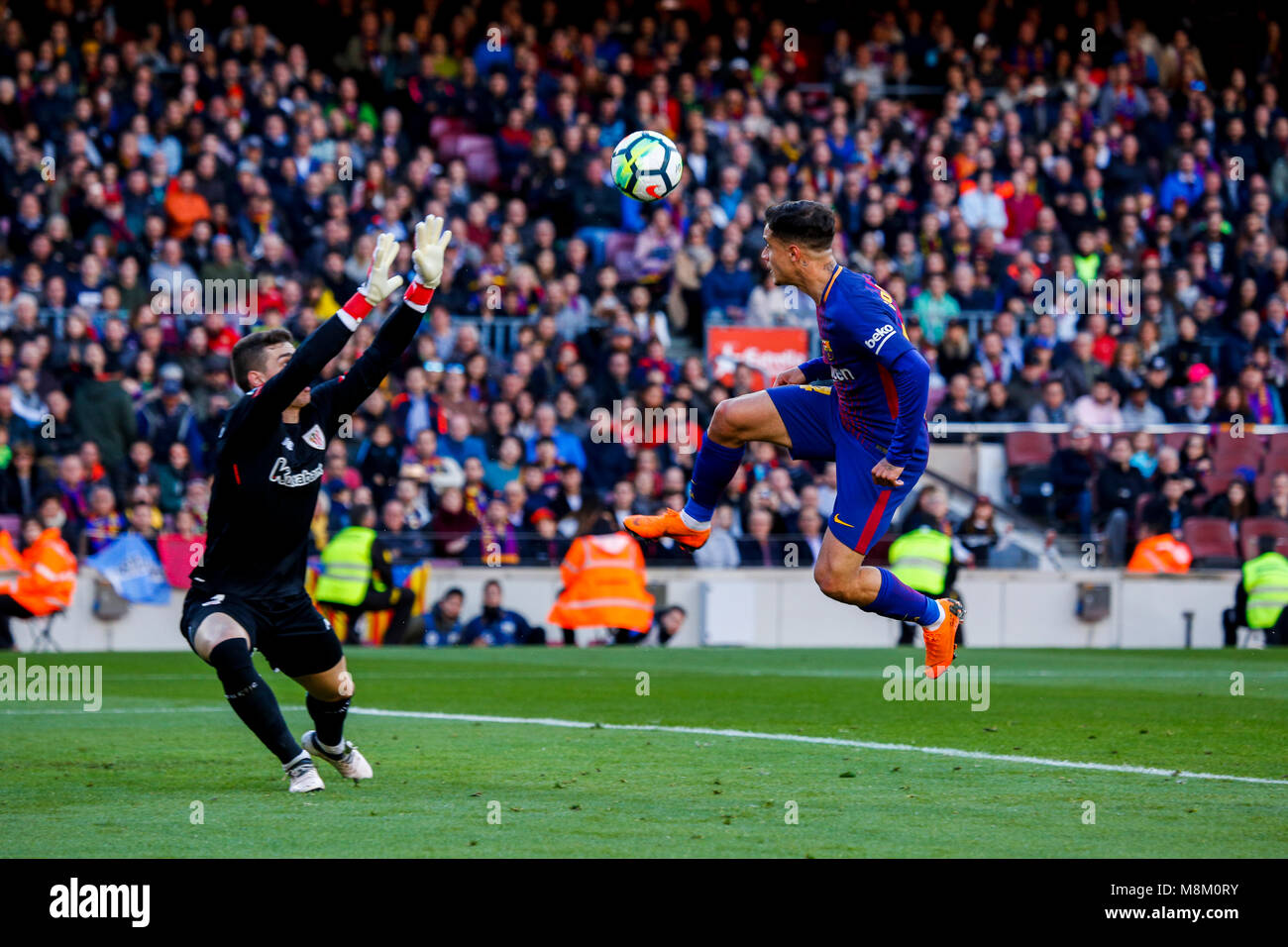 18 mars 2018 - Barcelone, Barcelone, Espagne - (14) Coutinho avec un objectif sérieux au cours de l'occasion La Liga match entre FC Barcelone et d'alumine. Bilbao a joué au Camp Nou. Credit : Joan Gosa Badia/Alamy Crédit : Joan Gosa Badia/Alamy Live News Banque D'Images