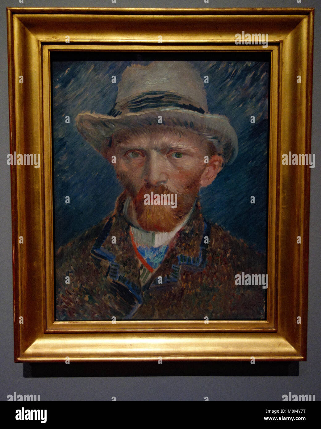 Dec 20, 2017 - Vincent Van Gogh's 'Autoportrait avec un chapeau de feutre gris' sur l'affichage au Rijksmuseum, Amsterdam, Pays-Bas Banque D'Images
