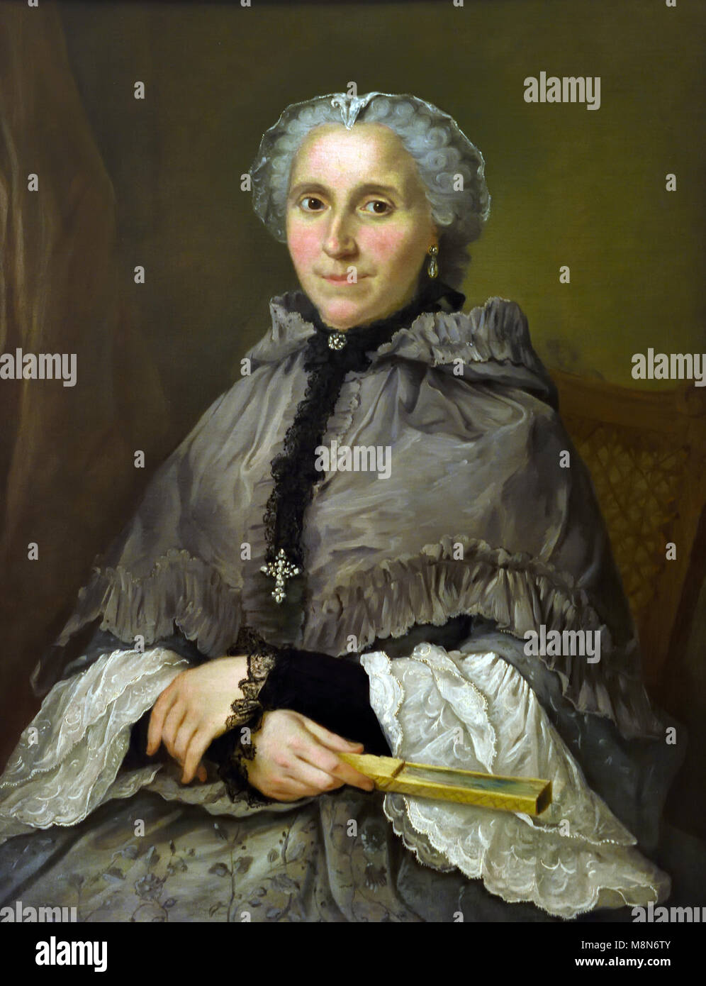Portrait de dame en gris 18e siècle Jacques André Joseph Sauvé 1702-1766, France, Français, Banque D'Images