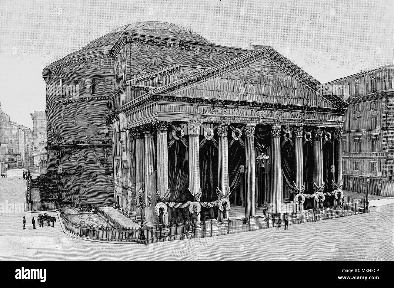 Roma's Pantheon décoré pour l'enterrement du roi Humberto I, Roma, Photo de l'hebdomadaire français journal l'illustration, 11 août 1900 Banque D'Images