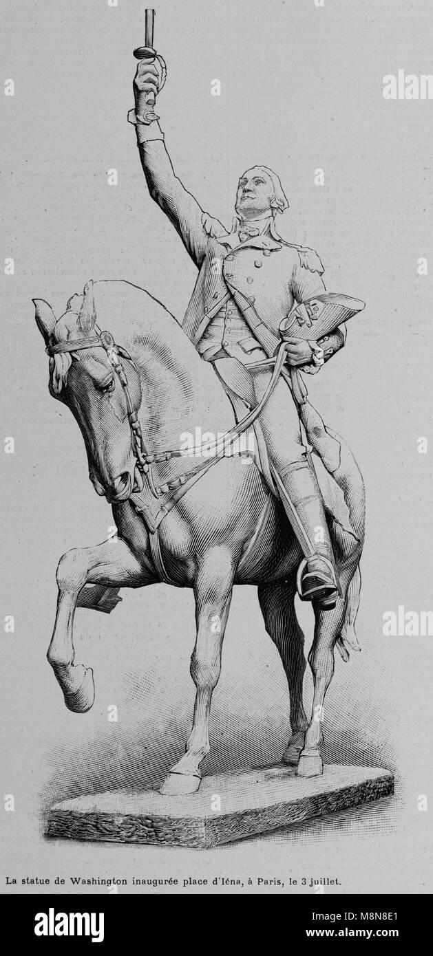 George Washington statue inaugurée à Paris à la place d'Iéna, le 3 juillet, Photo de l'hebdomadaire français journal l'illustration, le 7 juillet 1900 Banque D'Images