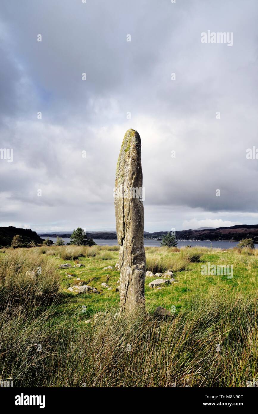 Kintraw mégalithes préhistoriques en pierre debout à la tête du Loch Craignish au sud d'Oban, Argyll, Scotland. Observatoire Solstice Banque D'Images