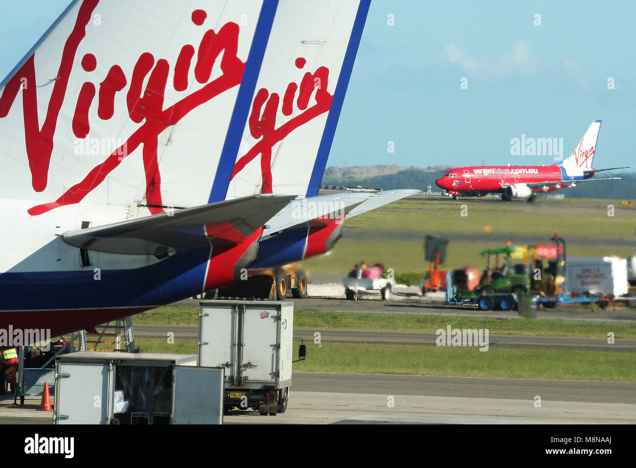 Les avions de Virgin, l'aéroport de Sydney, Nouvelle Galles du Sud, Australie Banque D'Images