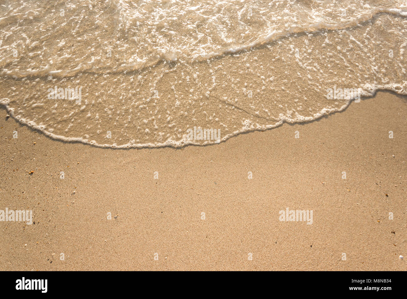 Vagues douces avec de la mousse de l'océan sur la plage de sable contexte Banque D'Images