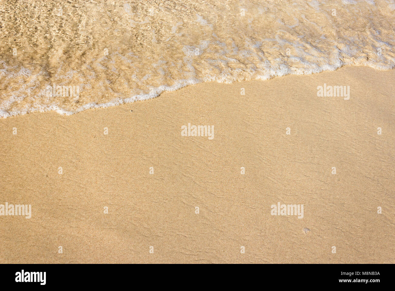 Vagues douces avec de la mousse de l'océan sur la plage de sable contexte Banque D'Images