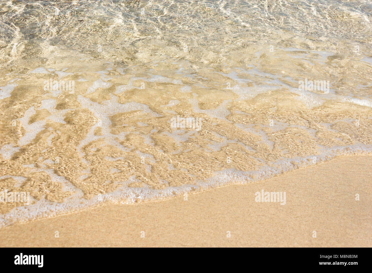 Vagues douces avec de la mousse de l'océan sur la plage de sable contexte Banque D'Images
