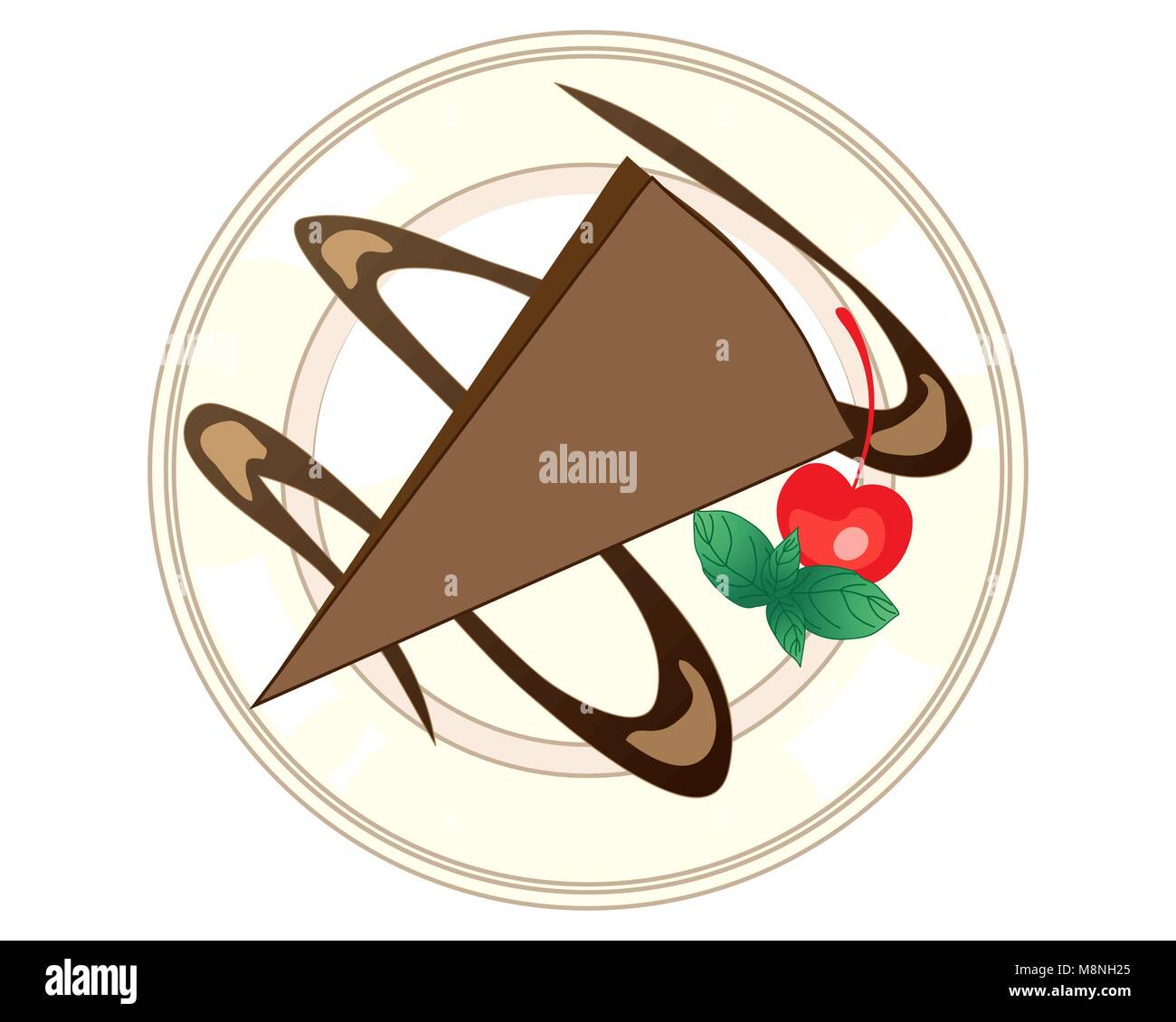 Un vecteur illustration en eps 10 format d'une annonce pour une tranche de triangulaire avec cherry dessert au chocolat et garnir de menthe Illustration de Vecteur
