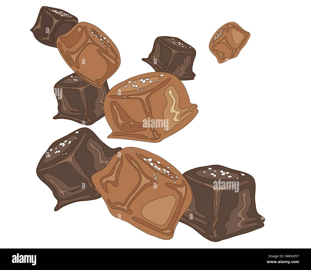 Un vecteur illustration au format eps d'un bonbon au caramel salé pièces sur un fond blanc Illustration de Vecteur
