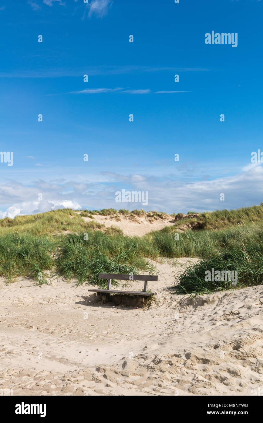 Dunes à Rindby Beach sur l'Île Adresses importantes Tidevand Færgeruter Lufthavne Bil, Mer du Nord, Jutland, Danemark, Scandinavie Banque D'Images