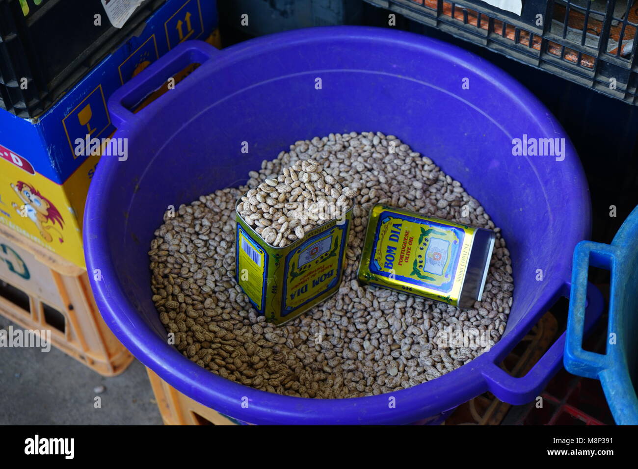 Haricots blancs, Mercado Municipal, Tarrafal, l'île de Santiago, Cap-Vert Banque D'Images