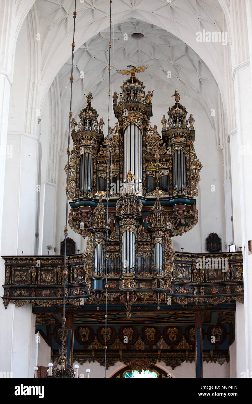 Orgue dans l'église Sainte Marie à Gdansk, Pologne Banque D'Images