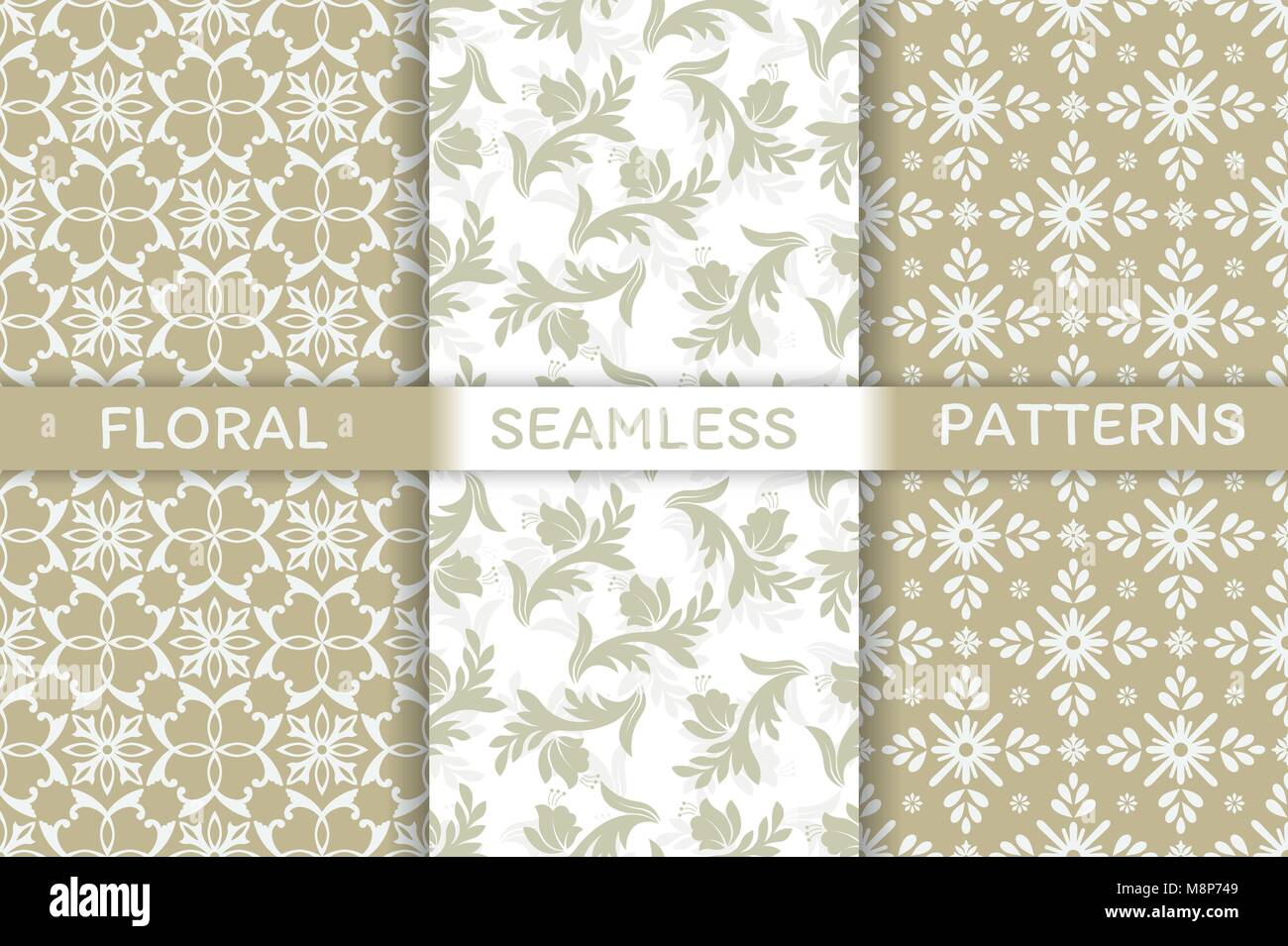 Vector pattern. transparente Ensemble de textures florales élégantes de luxe. Les Patterns peuvent être utilisés comme arrière-plan, la texture de la surface du tissu, d'impression, du papier d'emballage, web Illustration de Vecteur