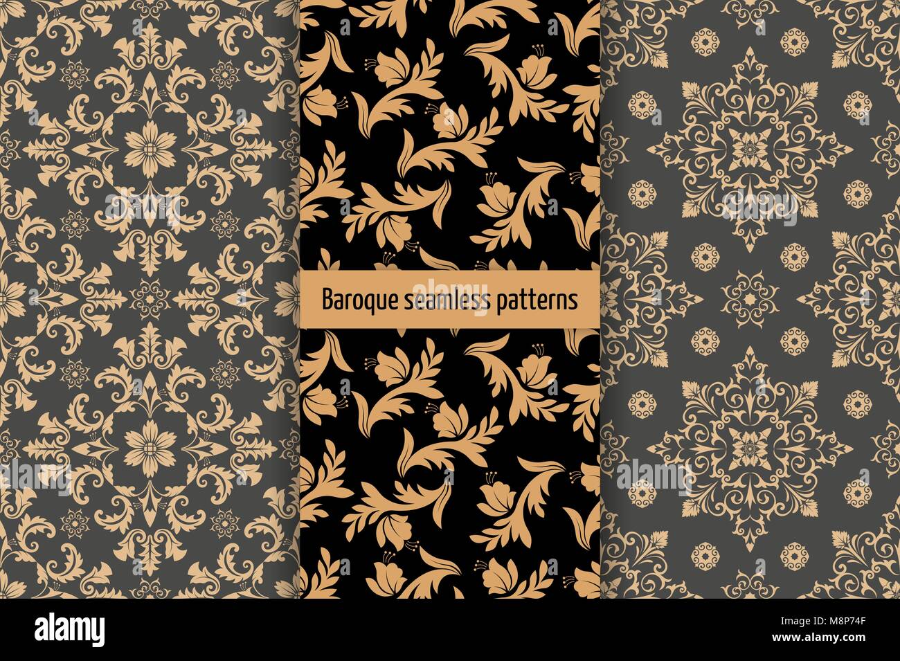 Vector pattern. transparente Ensemble de textures baroque élégant de luxe. Les Patterns peuvent être utilisés comme arrière-plan, la texture de la surface d'impression, de tissu, de papier d'emballage, nous Illustration de Vecteur