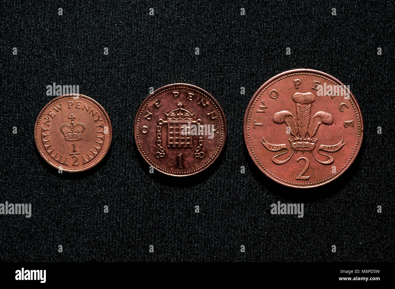 'Britannique' cuivre pièces décimal Banque D'Images