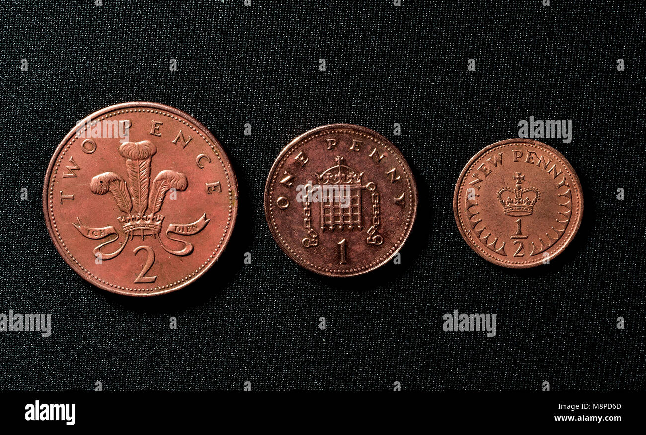'Britannique' cuivre pièces décimal Banque D'Images