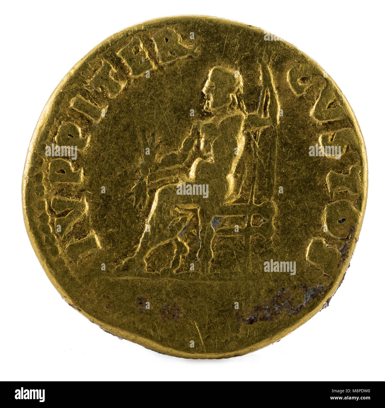 Pièce d'or romaine antique aureus de l'empereur Néron. Marche arrière. Banque D'Images