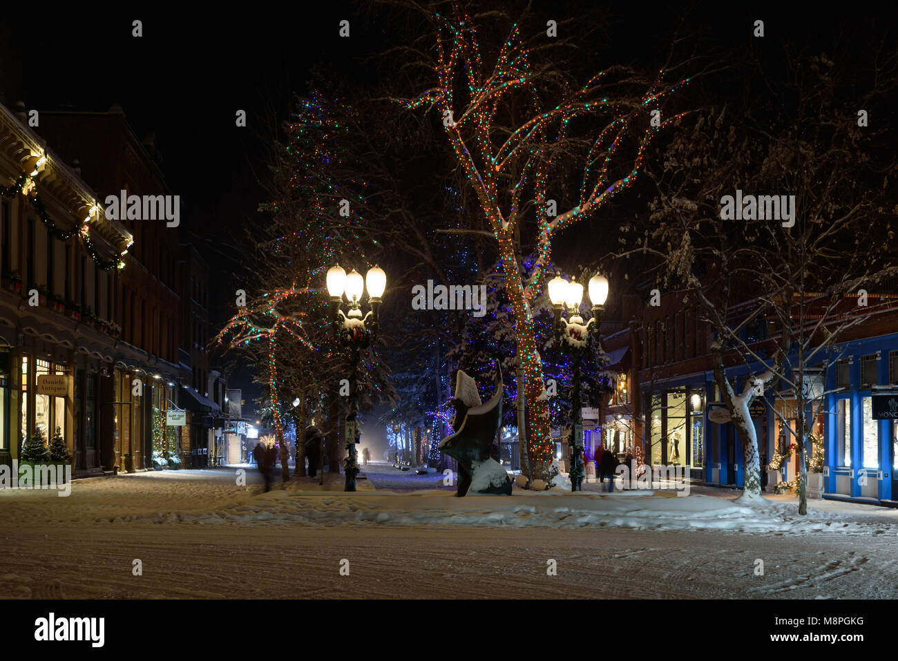 Nuit d'hiver à Aspen, Colorado Banque D'Images