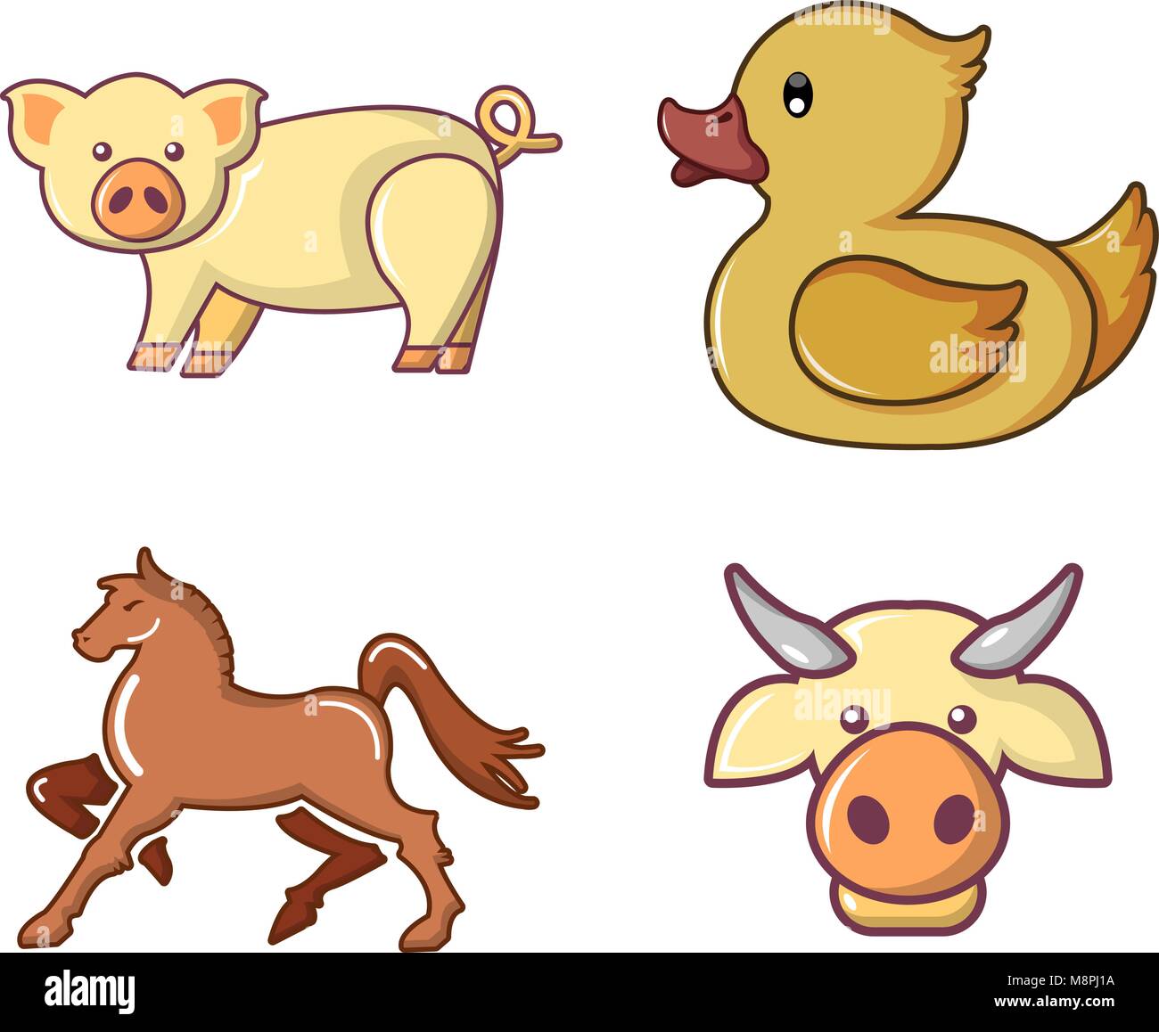 Animaux domestiques, cartoon style icon set Illustration de Vecteur