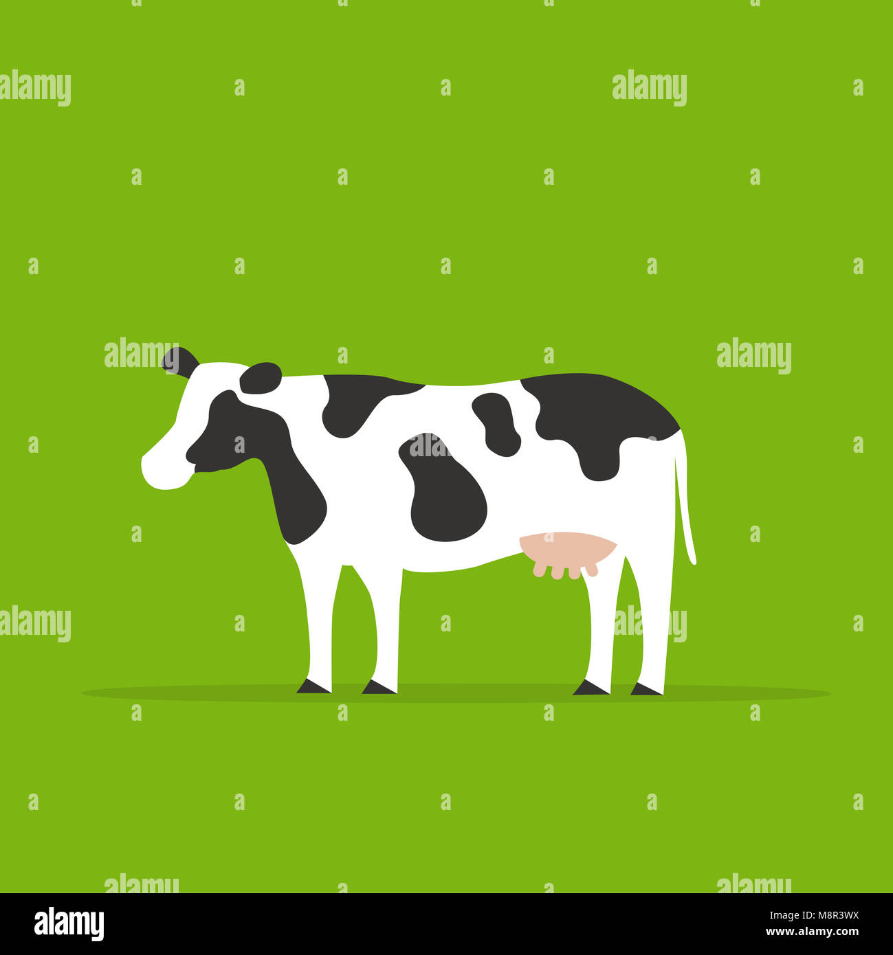 Vache en fond vert, les illustrations d'animaux. Banque D'Images