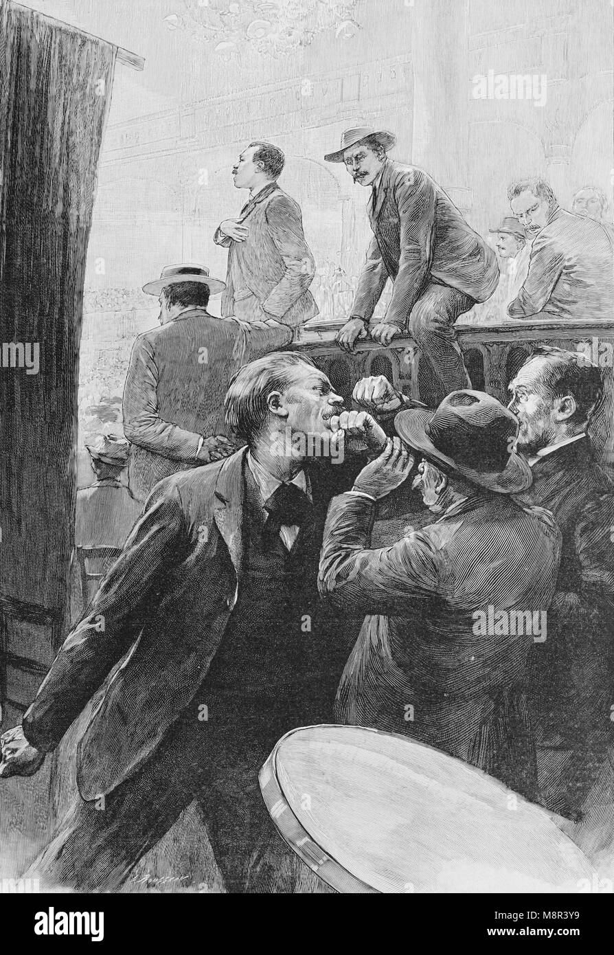 Au cours de la contestation et de lutte 1900 Congrès socialiste international, Photo de l'hebdomadaire français journal l'illustration, 6 octobre 1900 Banque D'Images