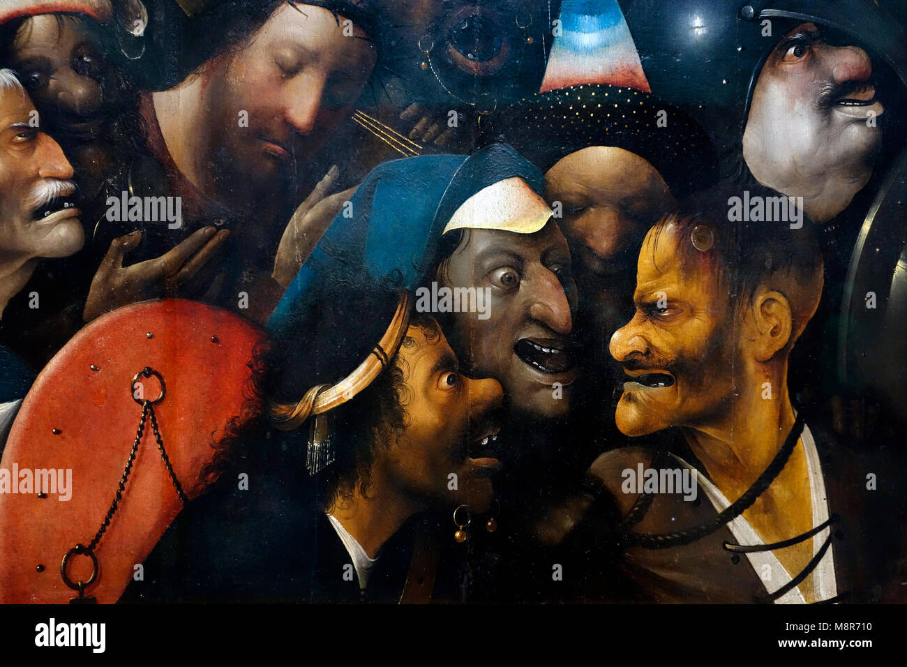 Close up montrant des visages grotesques du xvie siècle le Christ portant la croix par le peintre hollandais Hieronymus Bosch Jheronimus Bosch / Banque D'Images