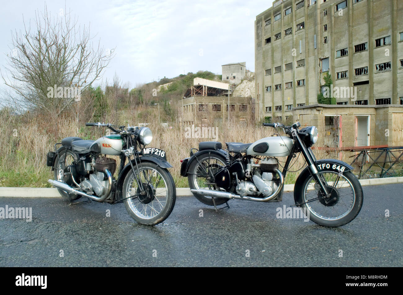 1939 BSA M20 & 500cc 600cc 1953 BSA M21 Banque D'Images