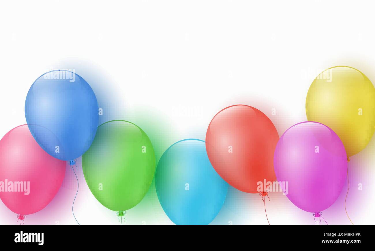 Ballons De Fete Multicolores Sur Fond Blanc Joyeux Anniversaire Explosion Carte De Vœux Modele Pour Les Enfants Vector Illustration Eps 10 Image Vectorielle Stock Alamy
