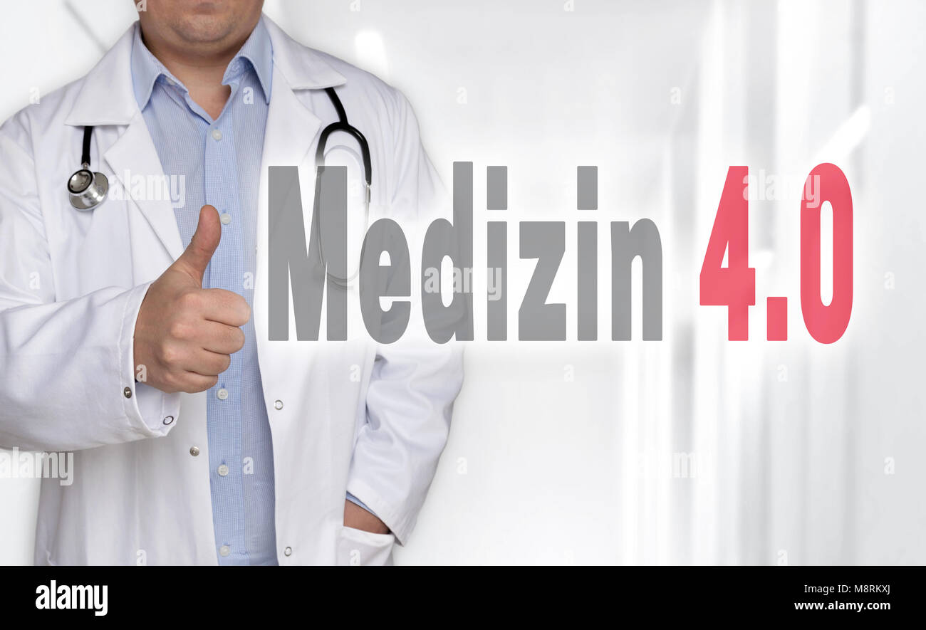 Medizin médecine 4.0 (en allemand) concept et médecin avec Thumbs up. Banque D'Images