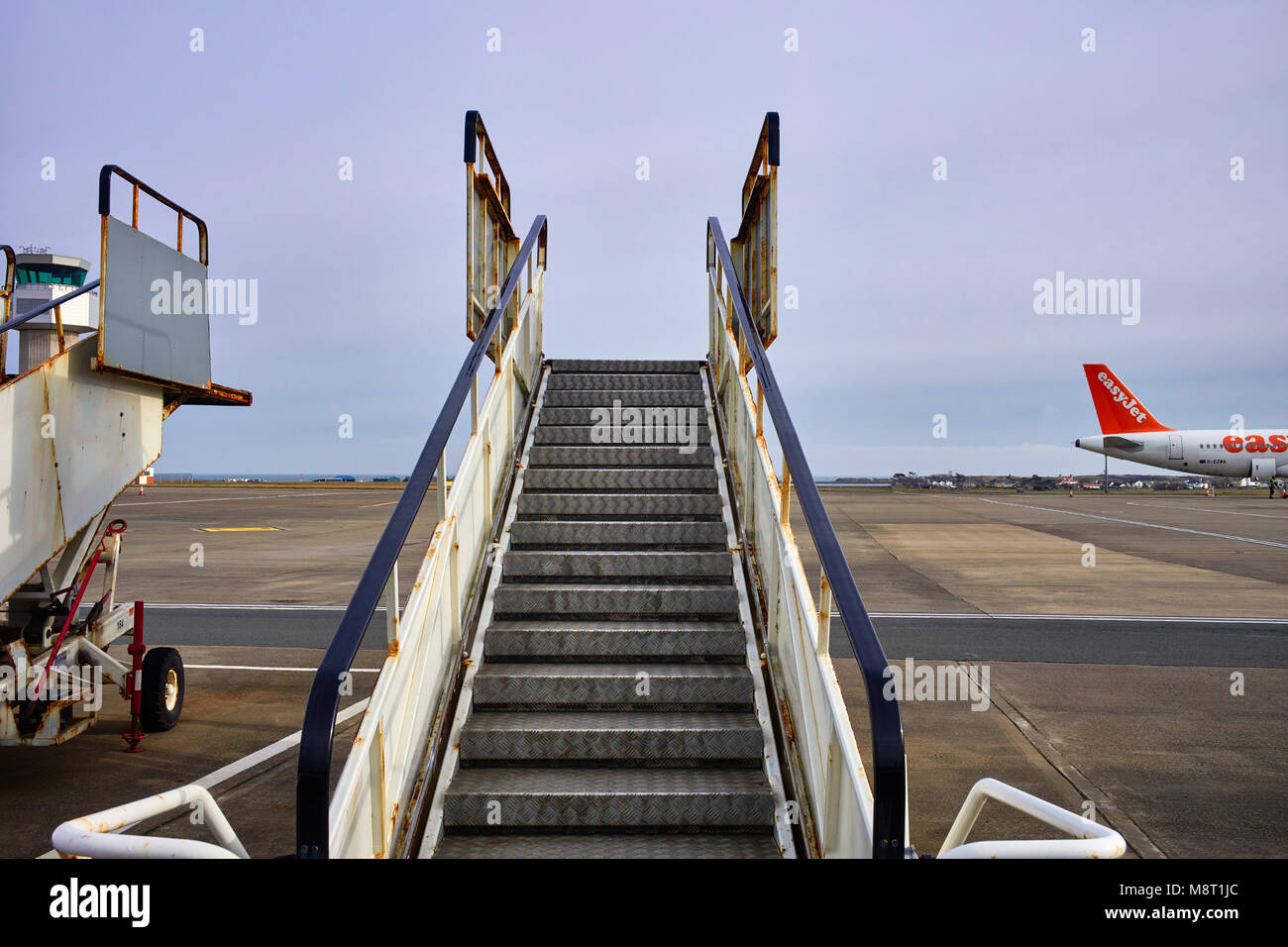 L'avion à l'aéroport de Ronaldsway, Île de Man Banque D'Images