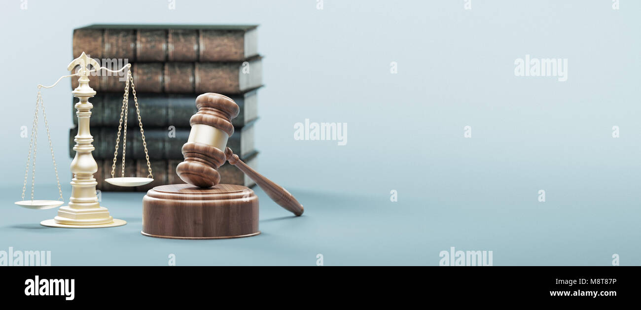 Judge's gavel, concept de droit et de la justice, rendu 3d illustration Banque D'Images